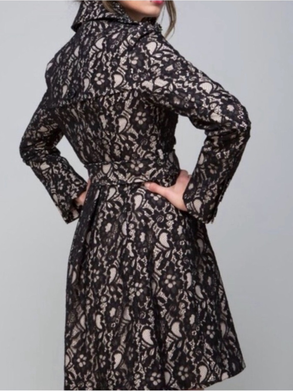 BEBE Vintage Lace Corset Trench Coat - Picture 2 of 4